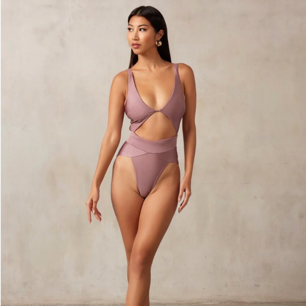Cutout One-Piece Swimsuit in Mauve